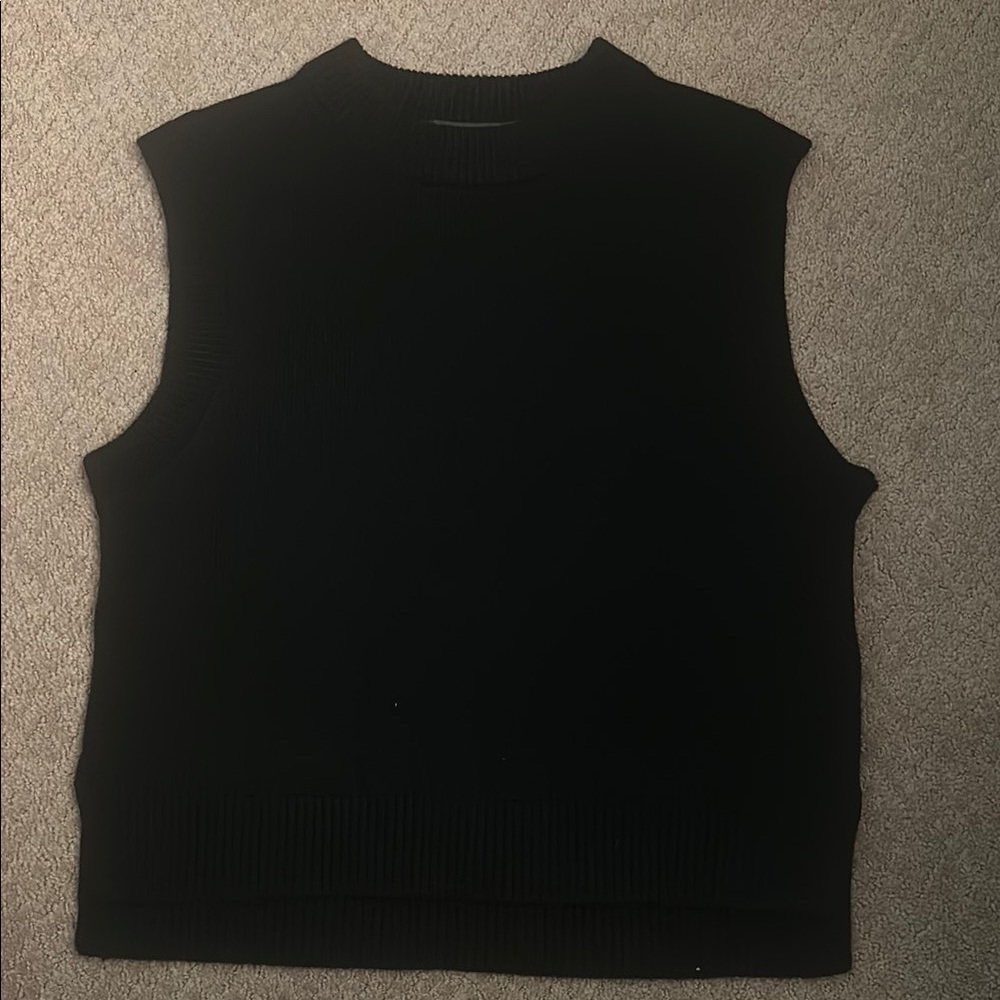 French Connection Black Ribbed Knit Top